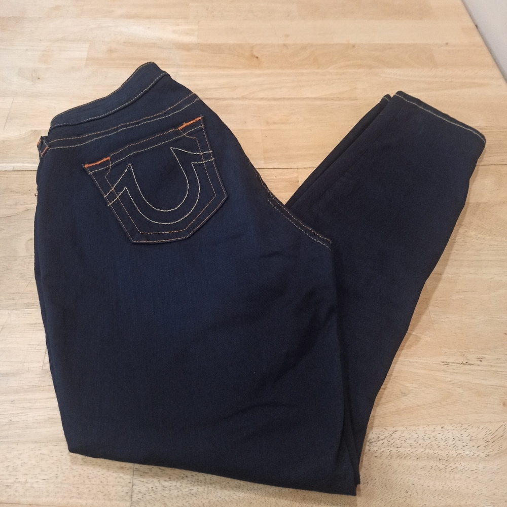 True Religion Womens Billie Straight Leg skinny Jeans in Minimal Abrasion 33x30